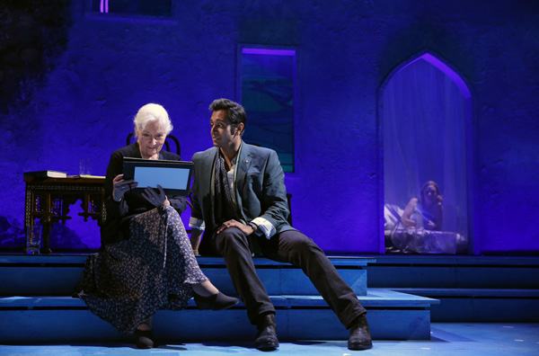 Rosemary Harris and Bhavesh Patel in Tom Stoppard&#39;s Indian Ink, directed by Carey Perloff, at Roundabout Theatre Company&#39;s Laura Pels Theatre.
