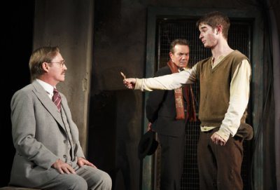 Richard Thomas, Derek Smith and Jonathan Gordon in a scene from Incident at Vichy (Photo credit: Joan Marcus)