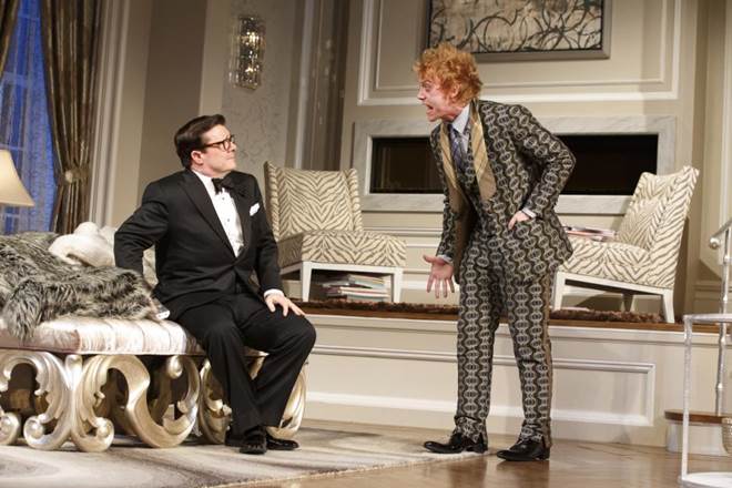 Nathan Lane, seated, has won two Tony Awards. His costar Rupert Grint, of "Harry Potter" fame, makes his Broadway debut.